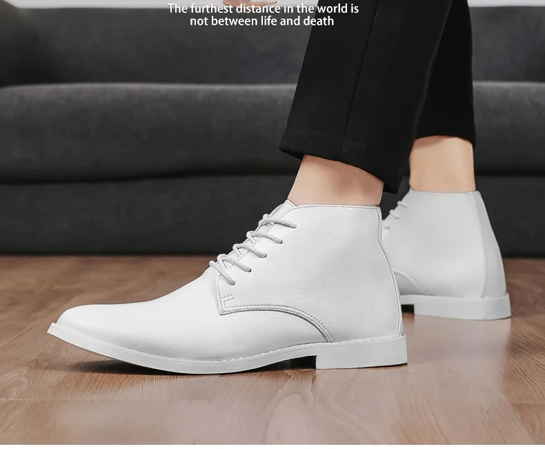 2023 New High-top Men's Casual Leather Shoes Classic White Business Men's Derby Shoes Fashion Pointed toe Dress Shoes Men Oxford