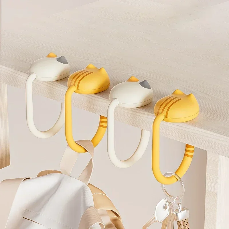 Cute Cats Table Bag Hanger Kawaii Adjustable Bag Hooks Handbag Holder Travel Storage Holder Desk Organizers for Home Office