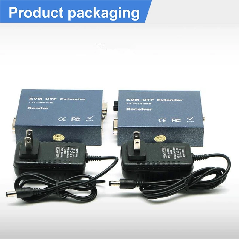 Super Quality 330ft VGA + Stereo Audio + USB Signal KVM Extender Over Cat5 Cat5e Cat6 RJ45 Cable No Delay Loss VGA Transmitter
