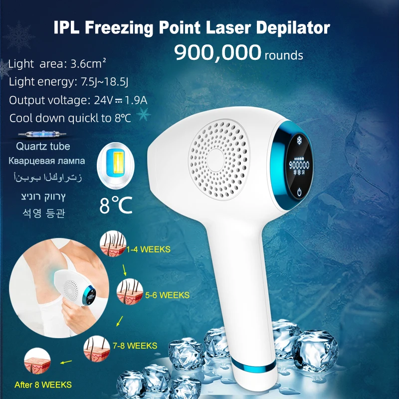 

Ice Laser Hair Removal Device Large Energy Epilator Permanent Home Hold 900000 Flashes Whole Body Hair Remover for Man Women