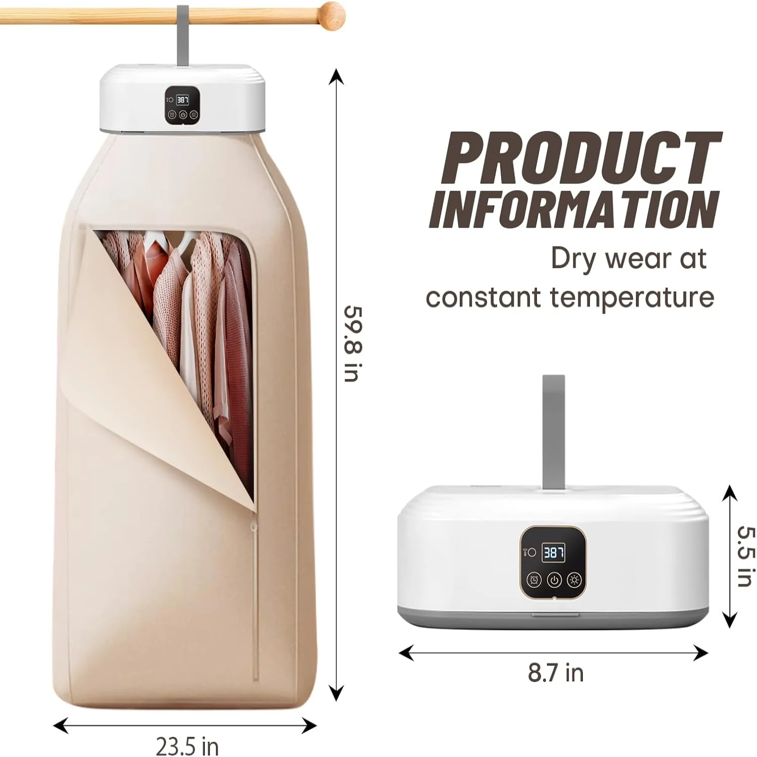 مجفف ملابس محمول، مجففات غسيل مع جهاز تحكم عن بعد،...