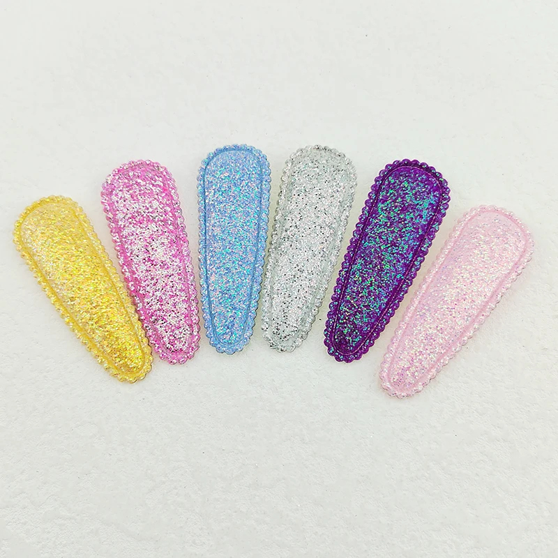 60Pcs 5,5 CM Glänzenden Stoff Haar Clip Abdeckung Pad Applikationen Für Kleidung Nähen Liefert DIY Headwear Haar Clip Bogen decor Patches – Detail 2
