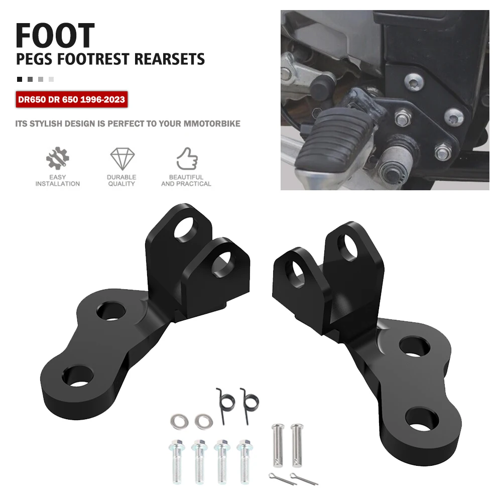 

Motorcycle FOR SUZUKI DR650 S/SE DR650SE 1996-2020-2021-2022-2023 Lowered Footpeg Kit Brackets Rear Passenger Lowering Mounts