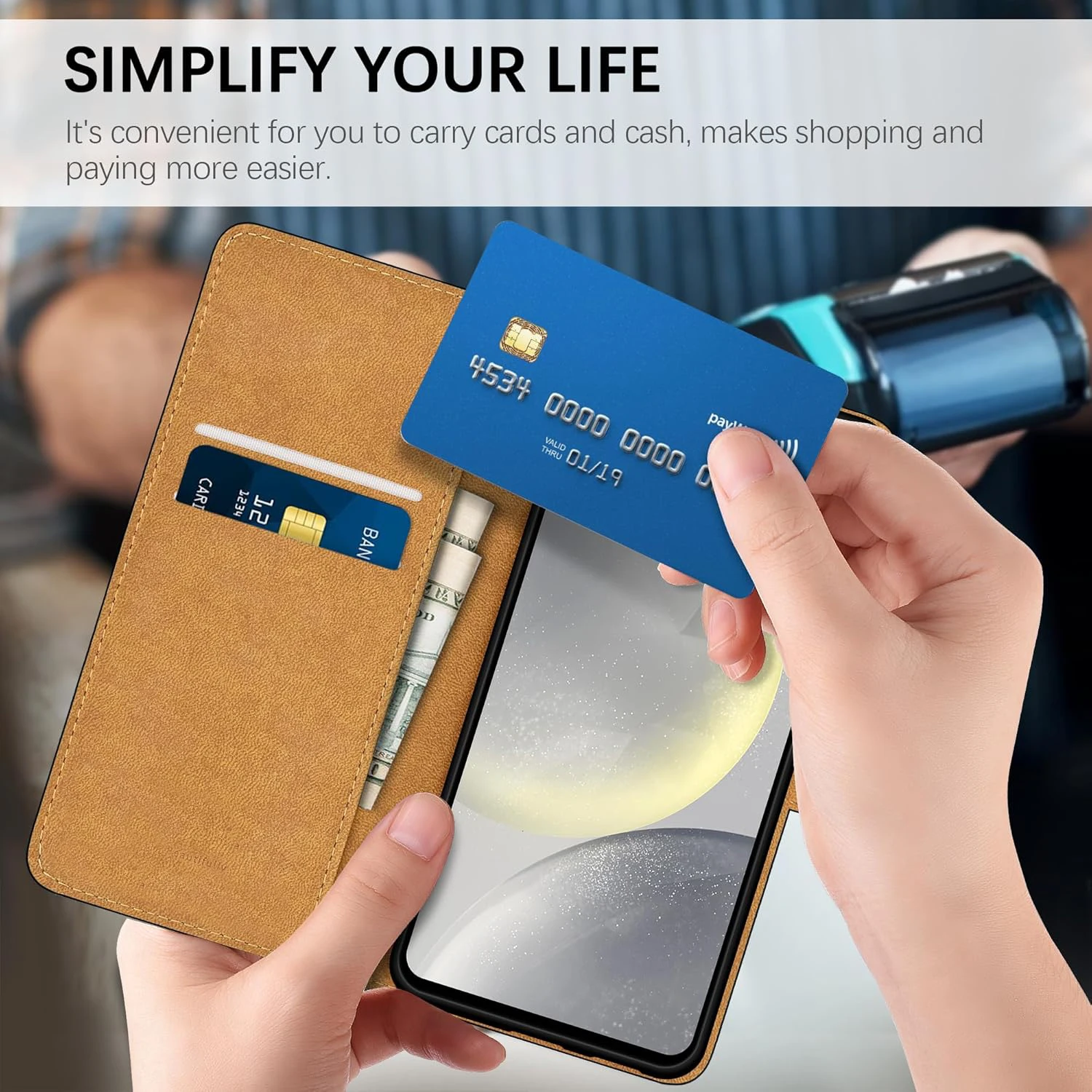 Premium PU Leather Wallet Case with Kickstand - Flip Phone Cover