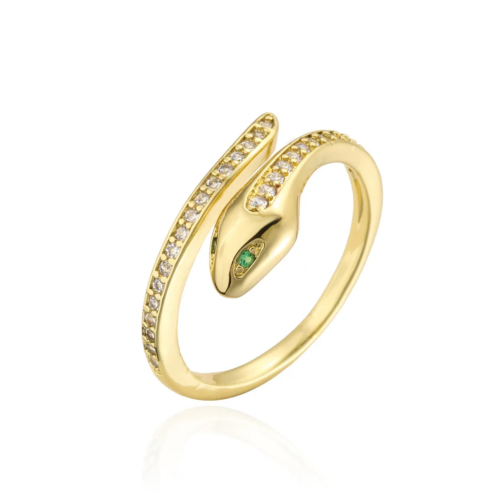 Gold Color Ring Fashion Gold Color Snake Ring For Women Girl Adjustable Exquisite Shiny Cubic Zirconia Finger Ring Wedding Jewelry Gift gold color rings finger ring gold color ring adjustable rings wedding rings wedding ring animal ring