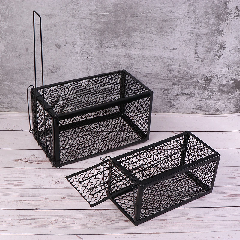 Mouse Catcher Trap Black Iron Mouse Cage Indoor Household Automatic High Sensitivity Pedal Trap Exterminator Reusable Trap Pest Control Supplies