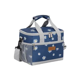 Spacious Dual - Compartment Insulated Lunch Tote with Portable Handle and Shoulder Strap (Flower)