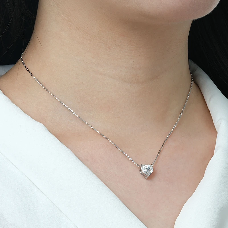 IOGOU 스위트 하트 컷 모이사나이트 다이아몬드 목걸이 2.0CT 1CT 0.5CT 솔리테어 펜던트 실버 925 GRA 인증 여성용 주얼리