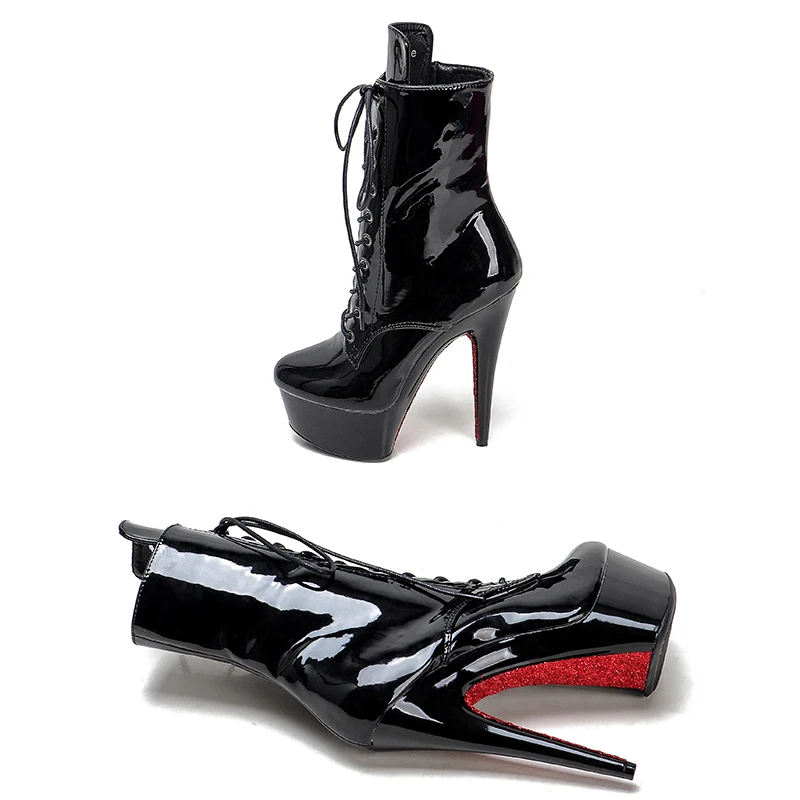 Leecabe15CM/6Inch  Patent PU Upper   Women's Platform party High Heels Shoes Pole Dance shoes