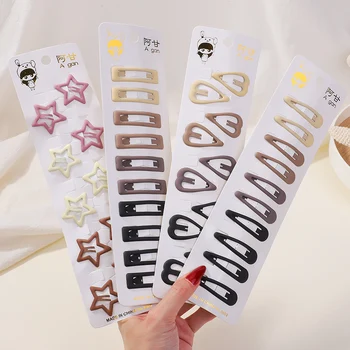 귀여운 기하학적 금속 머리핀 세트, 여자 아이 헤어그립, 헤어 클립 핀, 바레트 액세서리, 머리핀 머리 장식, 10 개