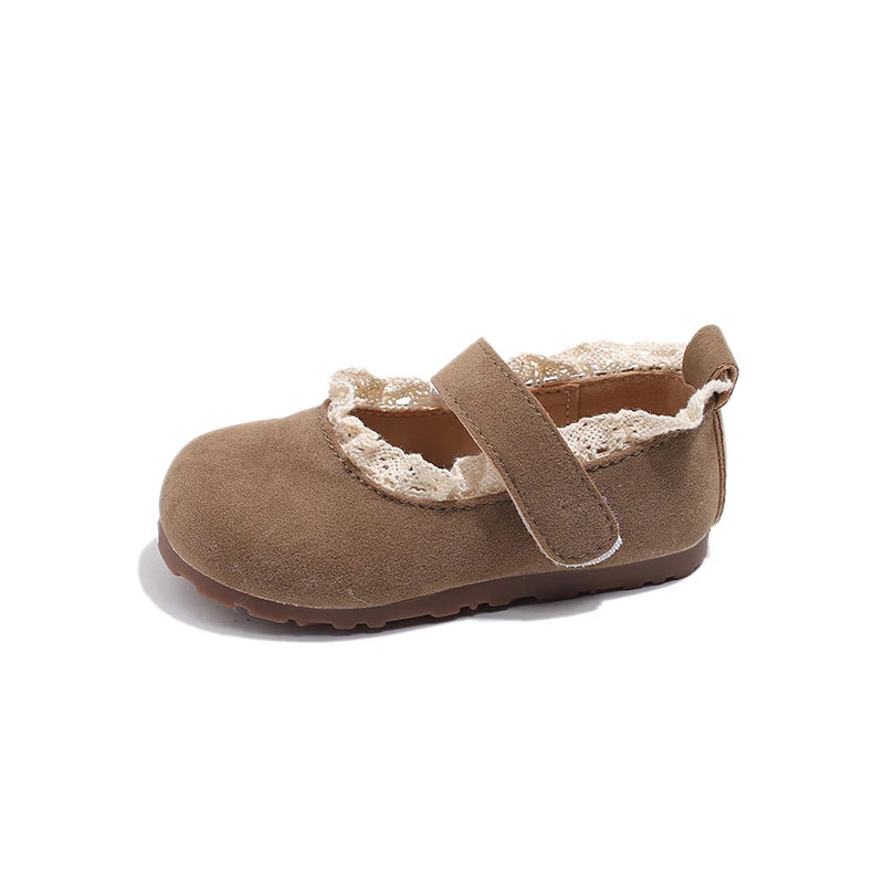 Spring Autumn Kids leather shoes Ruffles Shallow Girls Princess Shoe Soft Hook Loop Non Slip Children leather shoe leather shoes girls shoes girls flats