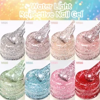 LILYCUTE Gel Réfléchissant en Verre 7ml, Paillettes Couleur Nude, Gel à Ongles Scintillant Effet Perles de Verre, Vernis à Ongles Effet Flash, Gel UV Soak Off pour Nail Art 5