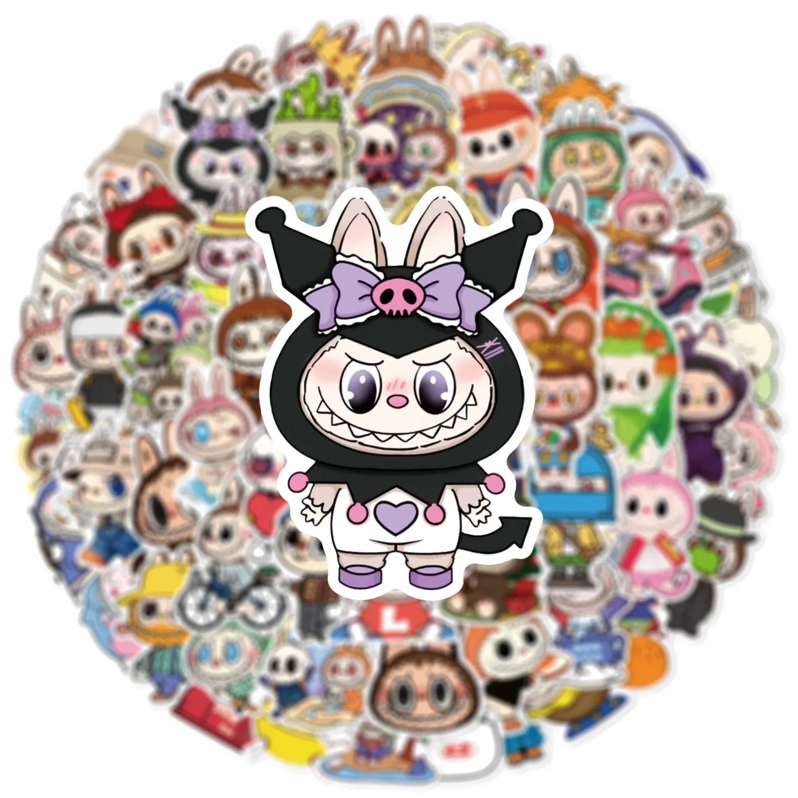 60PCS cartoon cute labubu stickers DIY stickers for phone cases water bottles desktop decorations waterproof graffiti stickers