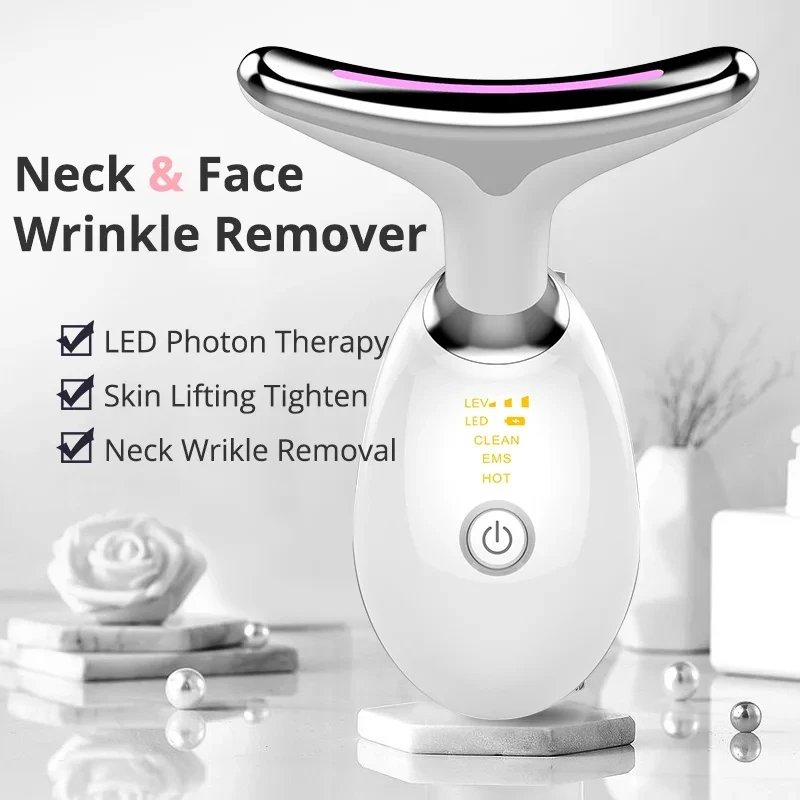 Neck anti-wrinkle facial lift massager electric LED photon facial treatment micro-current wrinkle remover multi functional electric lift veterinary diagnosis and treatment table