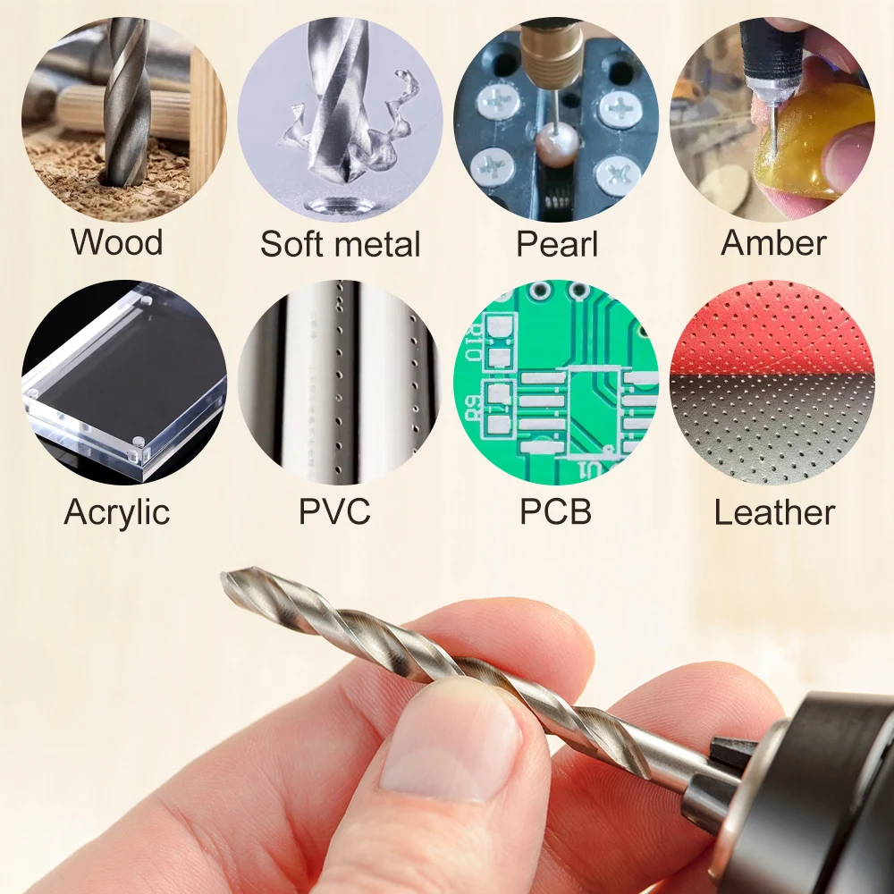 XCAN 10pcs 0.3-4.0mm High Speed Steel Mini Twist Drill Bit Set for Dremel Rotary Tool Wood/Metal Hole Cutter