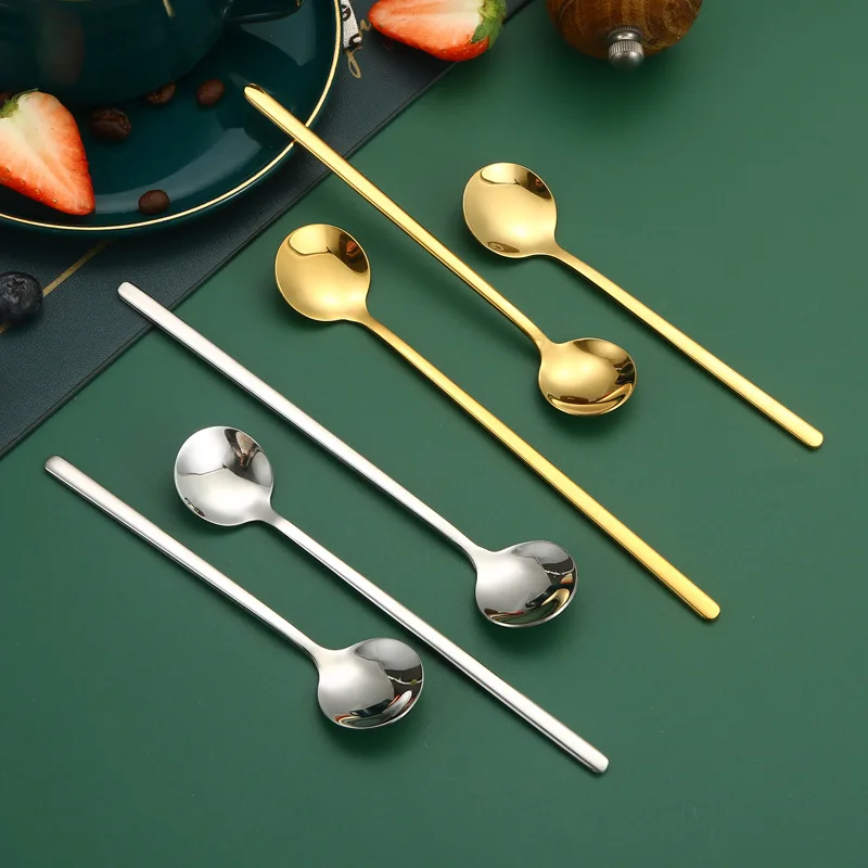 Stainless Steel Beverage Spoons Long Handle for Easy Stirring 4PC