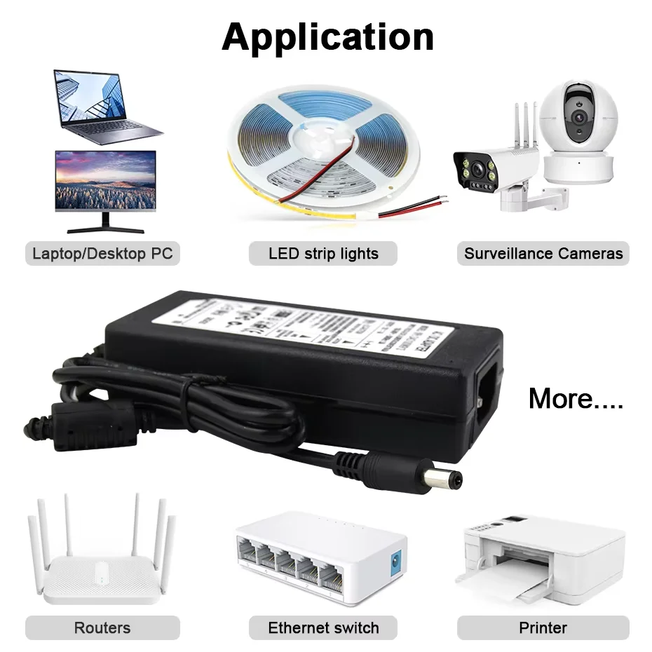 Universal LED Light Power Adapter - Multi-Voltage AC to DC Converter with EU, AU, US, UK Plug Options