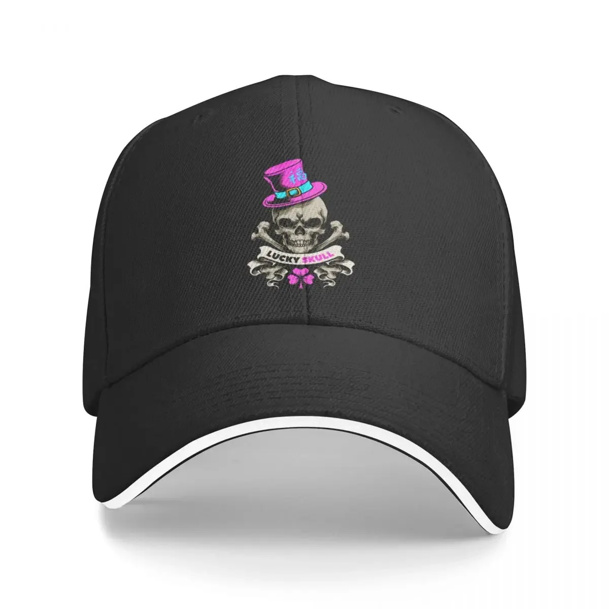 

Lucky Skull With Shamrock and Pink Hat Baseball Cap Hat Luxury Brand Luxury Hat Women's Hats Men's