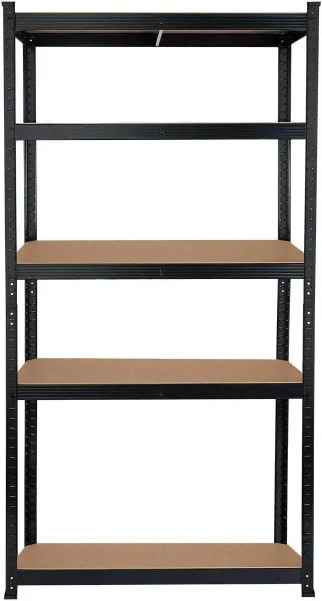 Set de 2 Estanter&iacute;as Met&aacute;licas Galvanizadas Color Negro 875Kg 5 Baldas modulares 180 x 90 x 40cm
