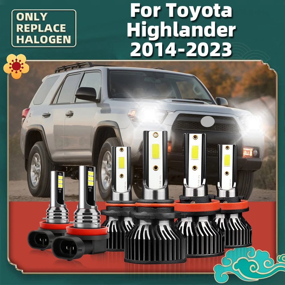 

Белый 6000K 12 в автомобильный луч для Toyota Highlander 2023 2022 2021 2020 2019 2018 2017 2016 2015 2014, автомобильные лампы, автомобильные лампы, лампы