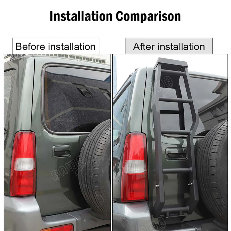 باوا سبائك الألومنيوم الباب الخلفي تسلق سلم الباب الخلفي رف الجذع الرف لسوزوكي جيمي 2007-2017 الملحقات الخارجية