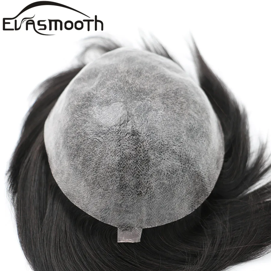Human Hair Toupee Men's 0.12mm-0.14mm 100% Human Hair Wig Replacement System