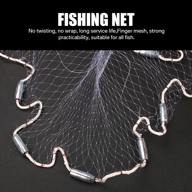 Saltwater American Fishing Cast Net for Bait Shrimp Trap Fish with Zinc Sinkers Throw Net 3/4/5/6/7/8/9/10FT Radius Casting Net 5