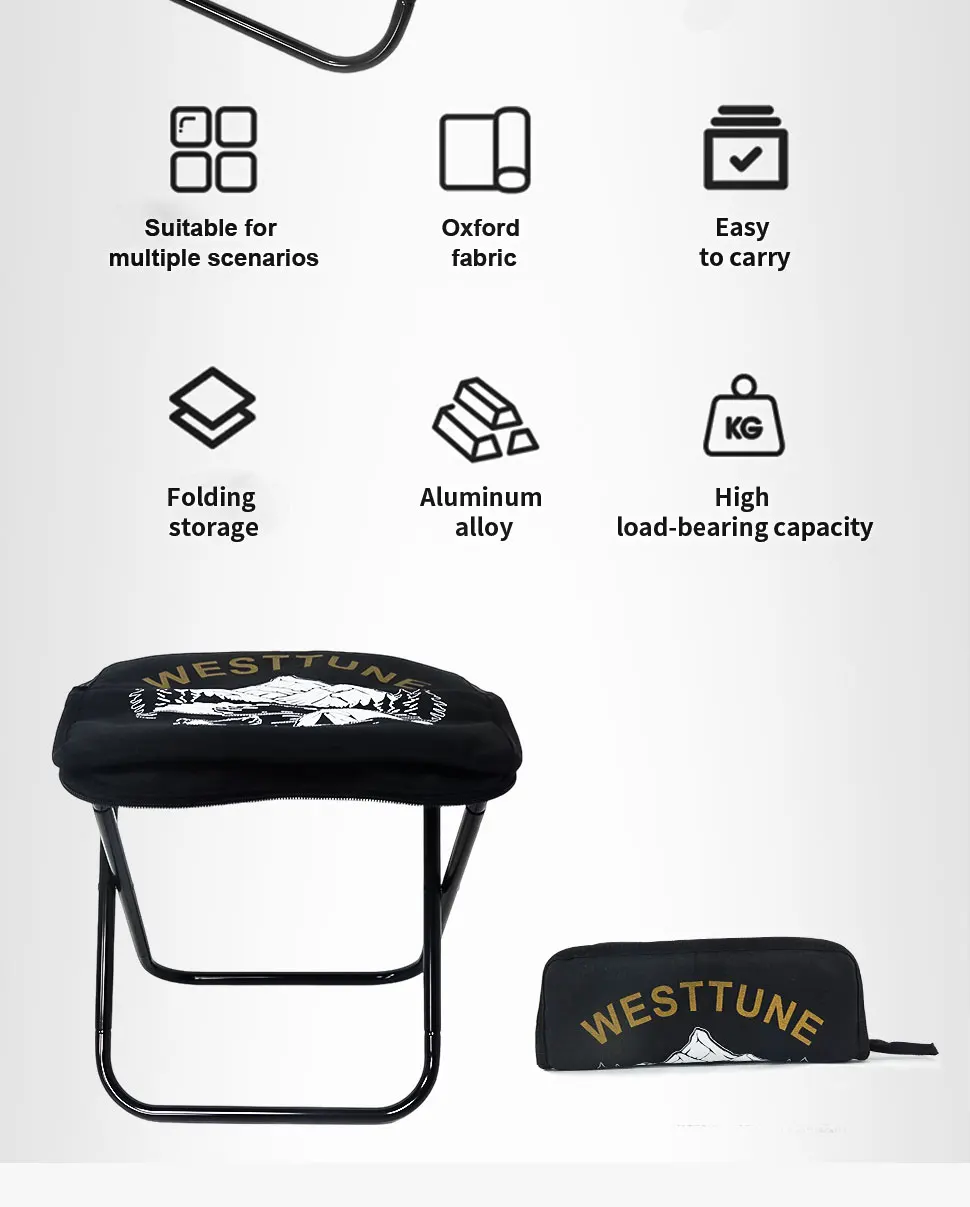 Description Picture 3 of itemWESTTUNE Camping Stool Outdoor Ultralight Folding Fishing Zipper Storage Portable Collapsible Camping Seats Beach Hiking Stool