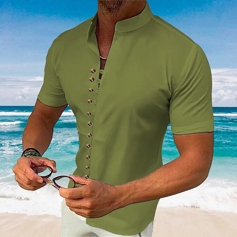 Summer Fashion cotton short-sleeved Shirt casual Men's short-sleeved Top British loose T-shirt