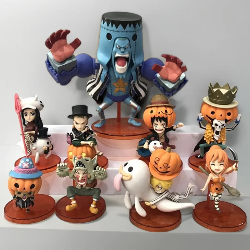 

9pcs/set Anime One Piece Luffy Nami Halloween Series Cartoon Action Figures Model Doll Toys Desktop Ornaments Kids Birthday Gift