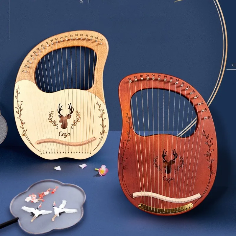 16/19/21 Strings Lyre Harp Mahogany Wood Harp Piano Stringed Musical Instrument With Tuning Wrench Spare Strings