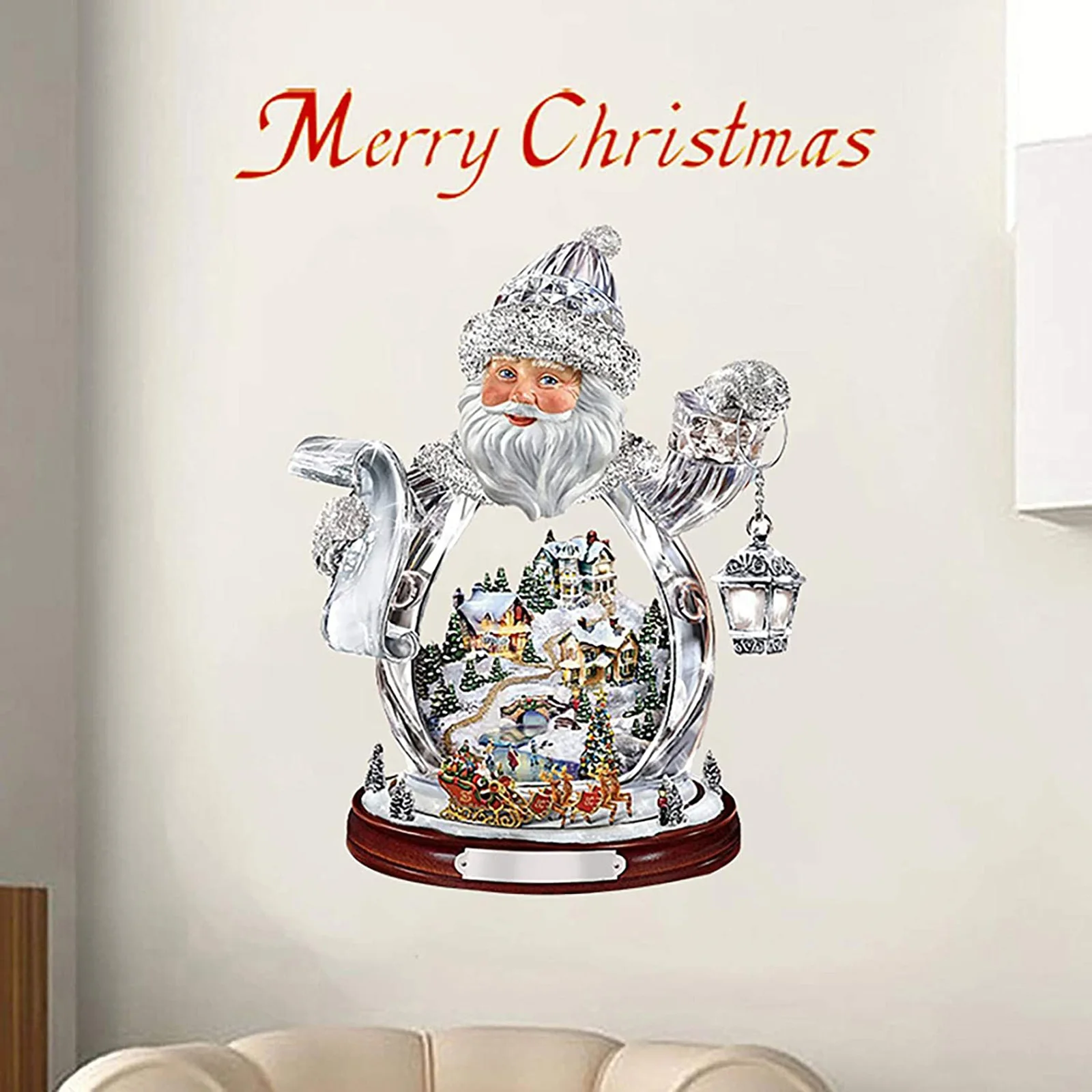 

Рождественские наклейки на окна, наклейки на стену с рисунком Санта-Клауса, снеговика, Рождественское украшение «сделай сам» 2024
