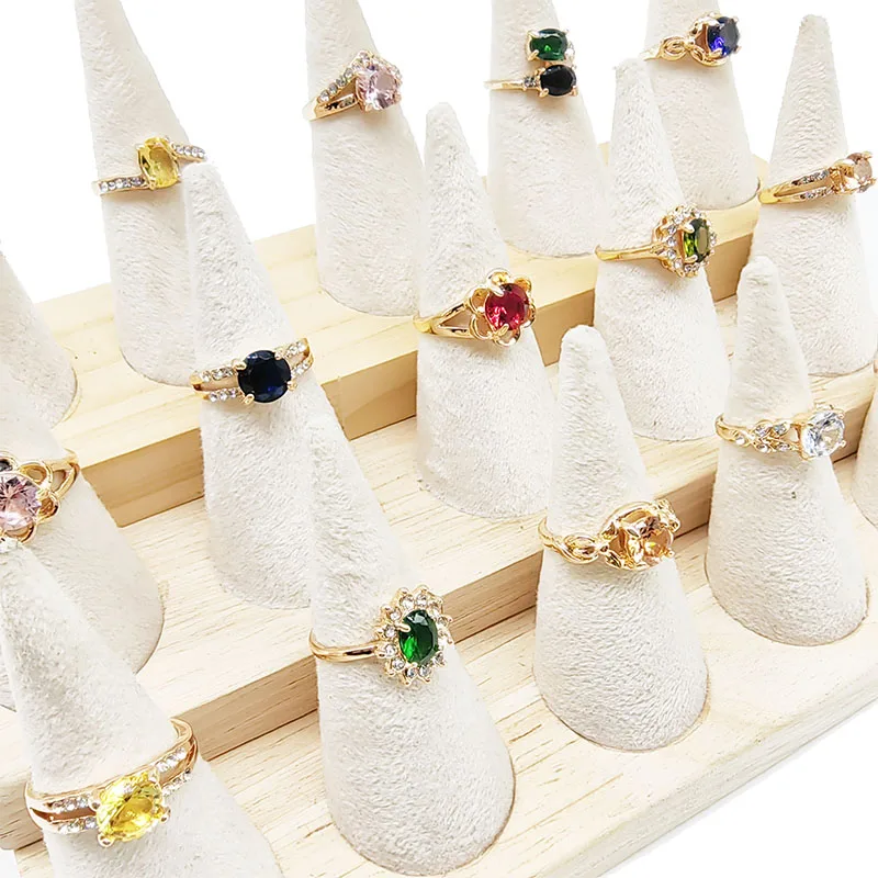 20pcs/Lot Jewelry Factory Wholesale New Big Zircon Rhinestone Finger Rings For Women Mix Style Wedding Decorate Girl Party Gifts