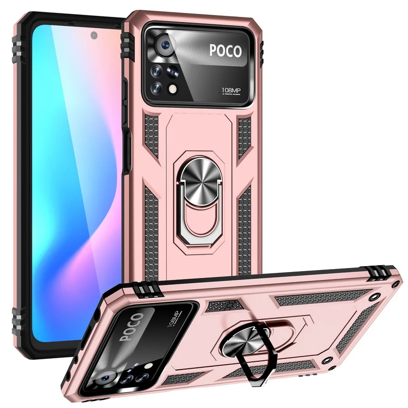 Enhanced Armor Shockproof Silicone Hybrid Case with Metal Ring
