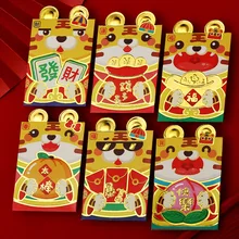 

6pcs 2022 Chinese Zodiac Year Of The Tiger 6pcs Chinese Red Envolope Good Wishes For Friend Family Red Bag