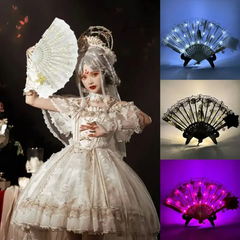 Creative Glow Folding LED Fan Portable Colorful Dancing Light Fan LED Luminous Glow in The Dark LED Luminous Fan Rave Festival