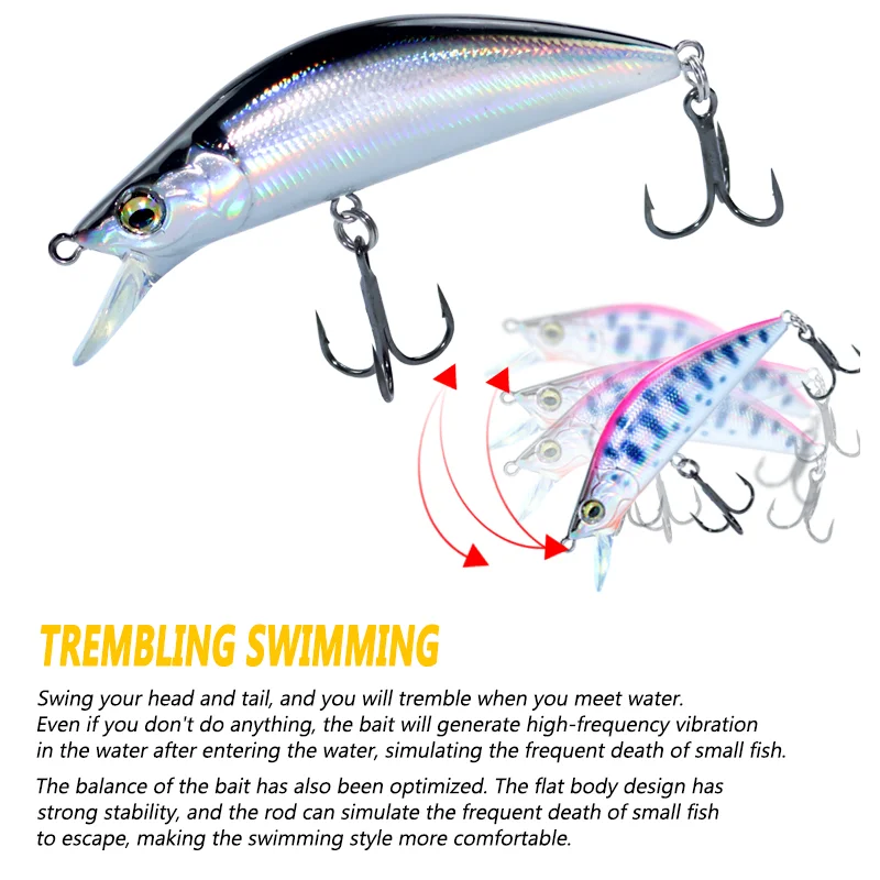 1Pcs Japanese Trembling sinking Minnow Fishing Bait 4.7g 8.2g High Quality Hard Lure Wobbler Bass Perch Pike The Stream Trout