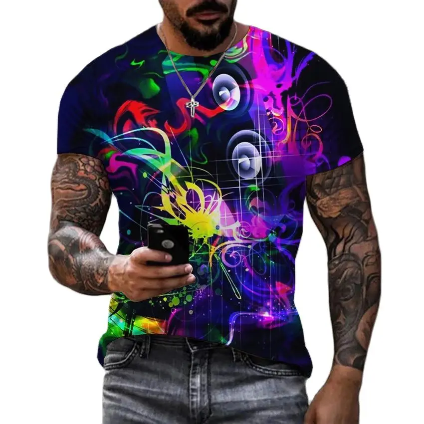 

Summer New Fashion Street Style Colorful 3D Printing Sport Casual Large Breathable Comfortable T-shirt Round Neck Men And Women