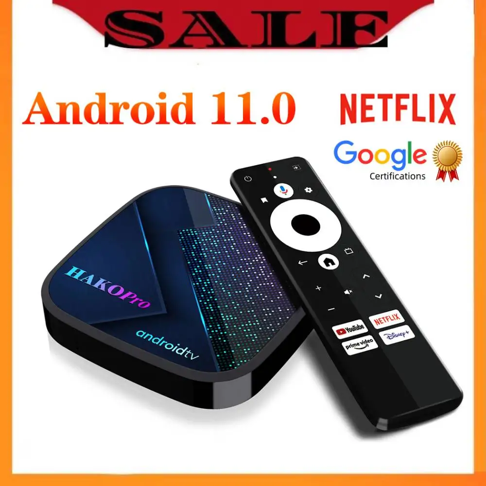 Netflix Google Certified HAKO Pro TV Box Android 11 Amlogic S905Y4 Androidtv 11.0 ATV Media Player AV1 4K 2.4G&5G Dual Wifi
