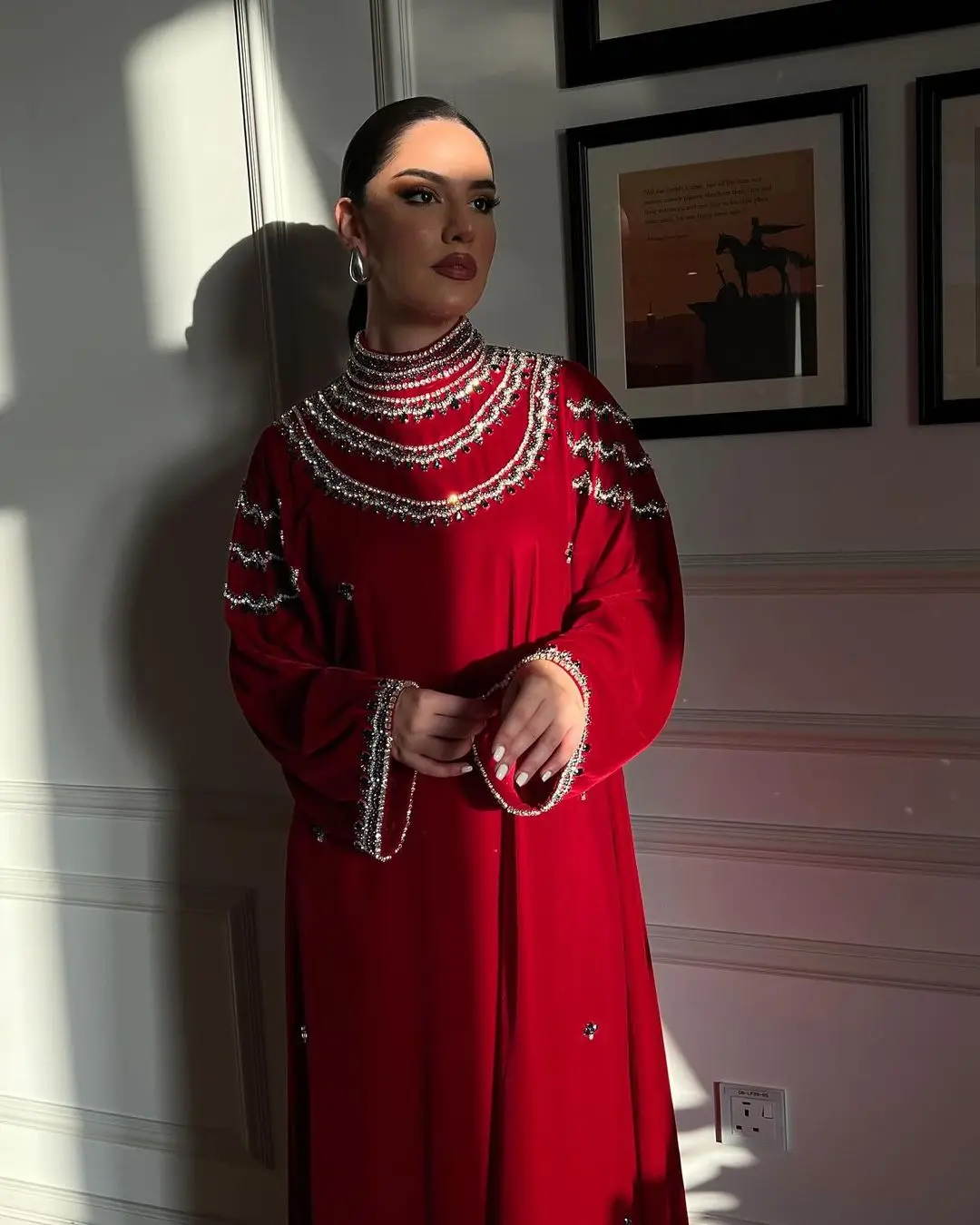 

Блестящие вечерние платья ручной работы с кристаллами, 2024, свободное официальное платье с длинным рукавом, элегантное женское платье