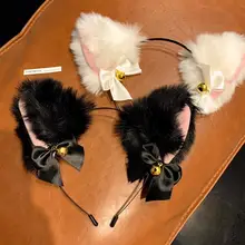 Oreilles de chat Lolita Cosplay Kawaii en peluche, épingle à cheveux noire, accessoires Anime et décor gothique fait maison 