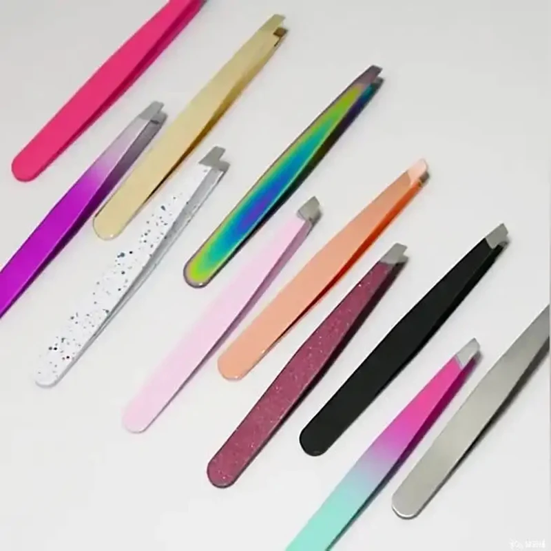 20pcs Private Label Gold Tweezers Eyebrow Set Best Rose Slant Eyebrow Tweezers Stainless Steel Removal Eyebrow Tweezers Custom 6