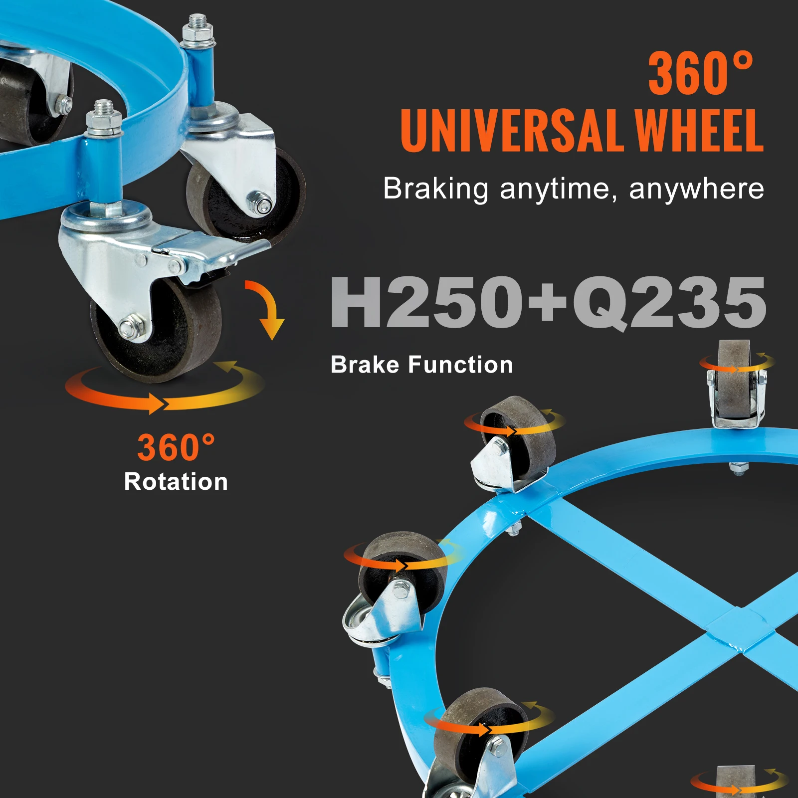 SucceBuy 55 Gal Swivel Drum Dolly Heavy Duty Bucket Cart With 4/5/8 Rotating Casters Wheels Anti-Tipping For Workshops_voghion.com