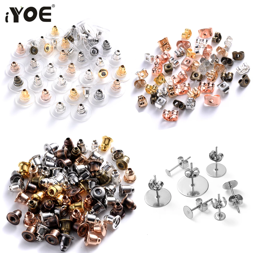 Yesbay 100pcs Clear Soft Plastic Earring Findings Back Stoppers Earnuts Safe Tool-, Women's, Size: One Size