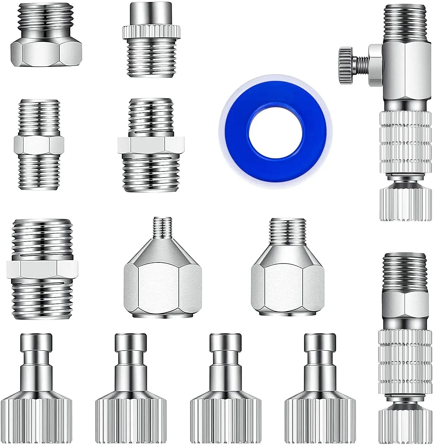 

JOYSTAR 14pcs Multi-Size Airbrush Adapter Set, Airbrush Quick Release Disconnect Couplers for Air Compressor, Airbrush Hose