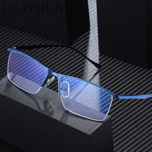 

Retro Men's Blue Light Blocking Glasses Male Metal Half Rim Eyewear Frame Ladies Luxury Designer Rimless Optical Eyeglasses