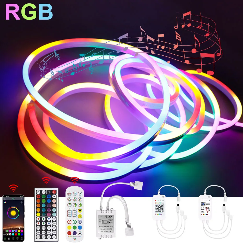 Гибкая Водонепроницаемая RGB Светодиодная лента 12 В неоновое освещение 100 см 500