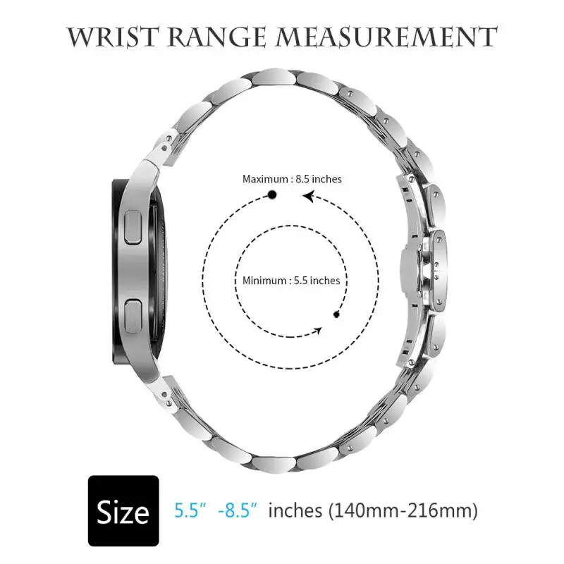 Premium 22mm Stainless Steel Smartwatch Strap - Metal Bracelet Band Wristband Belt