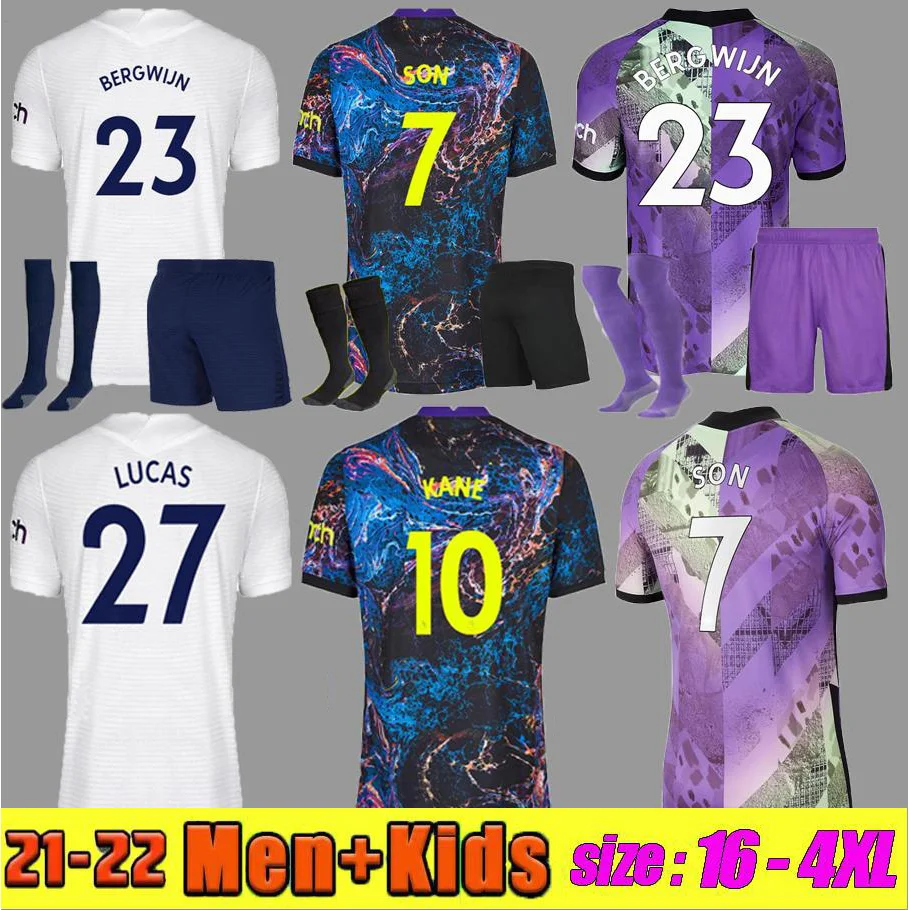 2021 2022 Tottenhames KANE SON Football shirts men kids kits REGUILÓN DELE Ndombele LUCAS boys adult soccer jerseys 21-22 suit |