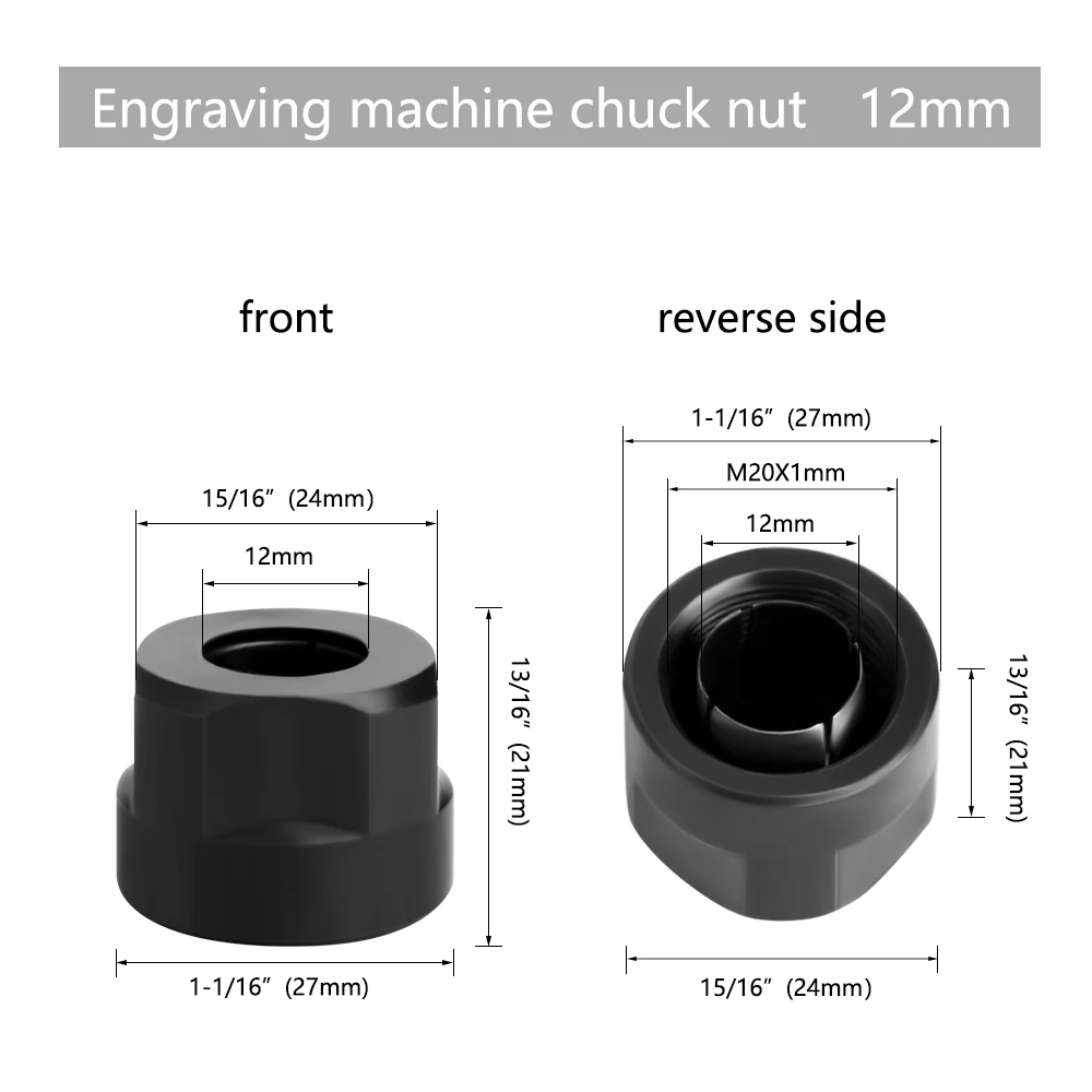 LAVIE-Mandrin pour machine à graver, 1 pièce, 12mm ou 12.7mm, écrou, routeur électrique, accessoires de fraise, poignée de conversion CLMM2013